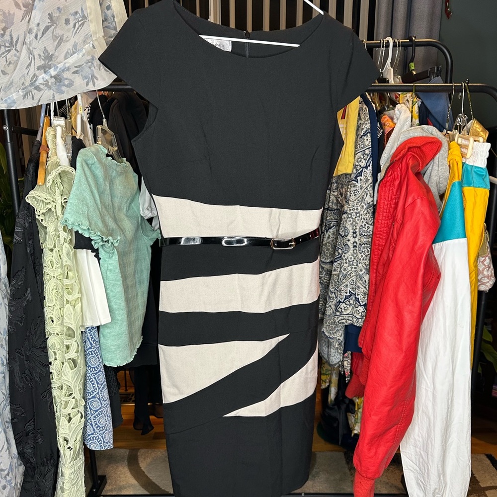 Elegant Black and Cream Dress